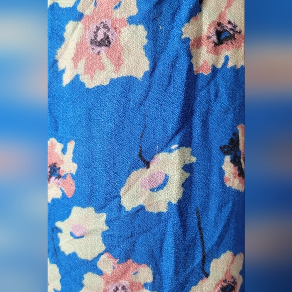 Lucky Brand Cold Shoulder Peasant Top Women's 2X Blue & Pink Floral Flowy Tunic - Picture 7 of 14